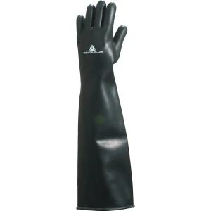 Mănușă impermeabilă fără fixare, neimpregnată cu pudră - Latex neted - Lungime :  600   mm , culoare Negru