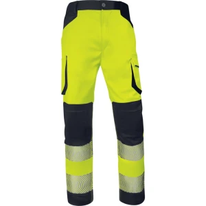 Pantaloni de lucru de înaltă vizibilitate - Twill - 77% poliester 20% bumbac 3% elastan, culori: Galben fluorescent-Negru, Portocaliu Fluo-Negru