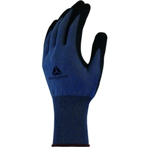 Mănușă tricotată cu strat protector - Nailon, HDPE, Spandex - Nitril texturat aderent - Calibru : 21, culori: Gri