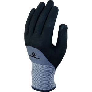 Mănușă tricotată cu strat protector - Poliamidă, Spandex - Polimer apă neted - Calibru : 15, culori: Gri-Negru