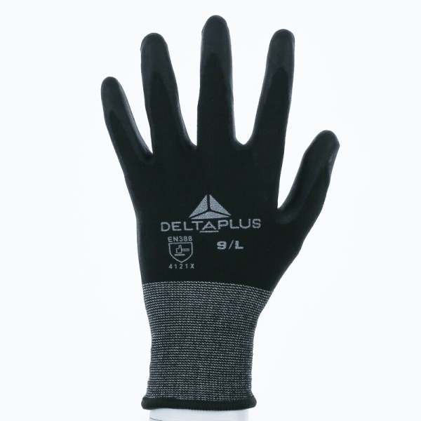 Mănușă tricotată cu strat protector - Poliester, Spandex - Spumă de nitril - Calibru : 15, culori: Negru