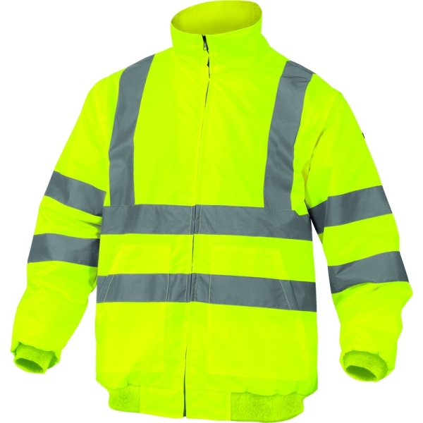 Jachetă de ploaie 2 în 1 de înaltă vizibilitate -  Oxford - 100% poliester - Acoperire poliuretanică | Căptuşeală: Fleece - 100% poliester, culori: Galben fluorescent, Portocaliu fluorescent