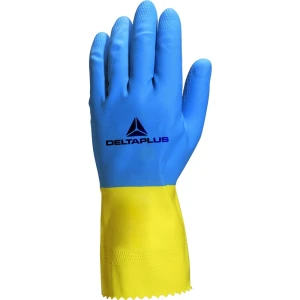 Mănușă impermeabilă fără fixare, cu material polar - Înveliș dublu din latex - Lungime :  300   mm , culori: Albastru-Galben