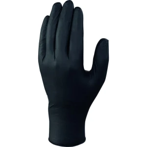 Mănușă impermeabilă de unică folosință neimpregnată cu pudră - Nitril neted - Lungime :  270   mm  - Cutie de 100, culori: Negru