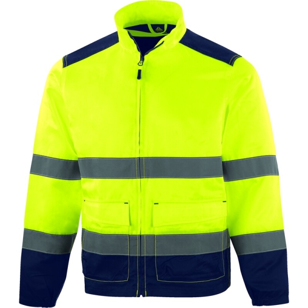 Jachetă de lucru de înaltă vizibilitate -  Twill - 80% poliester 20% bumbac - 240 g/m², culori: Galben fluorescent-Bleumarin, Portocaliu fluorescent-Bleumar