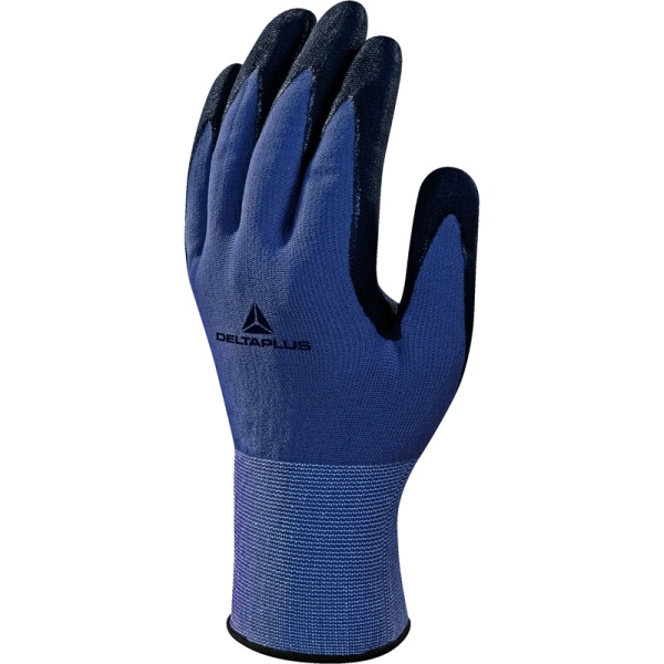 Mănușă tricotată cu strat protector - Poliamidă, Spandex - Polimer apă neted - Calibru : 15, culori: Gri-Negru