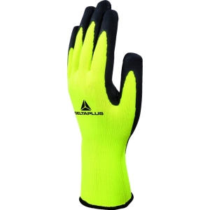 Mănușă tricotată cu strat protector - Poliester - Spumă de latex - Calibru : 13, culori: Portocaliu Fluo-Negru, Galben fluorescent-Negru