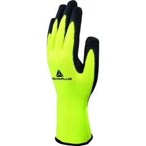 Mănușă tricotată cu strat protector - Poliester - Spumă de latex - Calibru : 13, culori: Portocaliu Fluo-Negru, Galben fluorescent-Negru