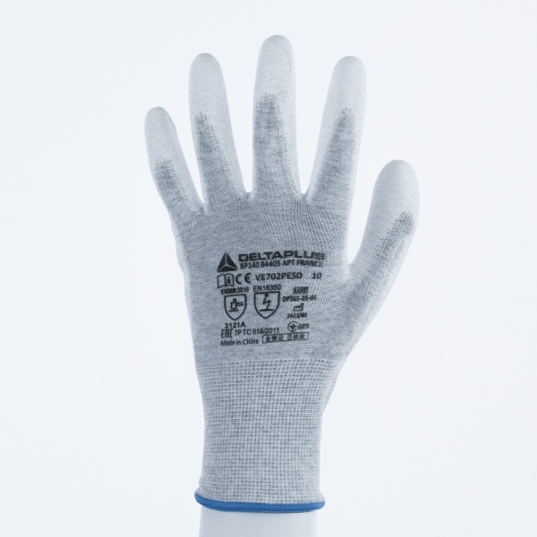 Mănușă tricotată cu strat protector - Poliester - PU - Calibru : 13, culori: Gri