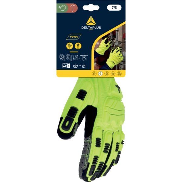 Mănușă preformată palmă material textil/dos material textil, culori: Galben
