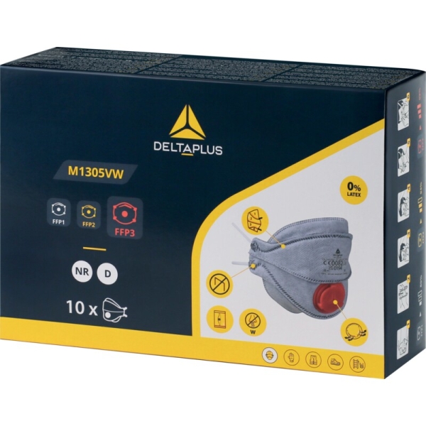 Semimască de unică folosință - Material sintetic nețesut - Cutie de 10, culoare Gri