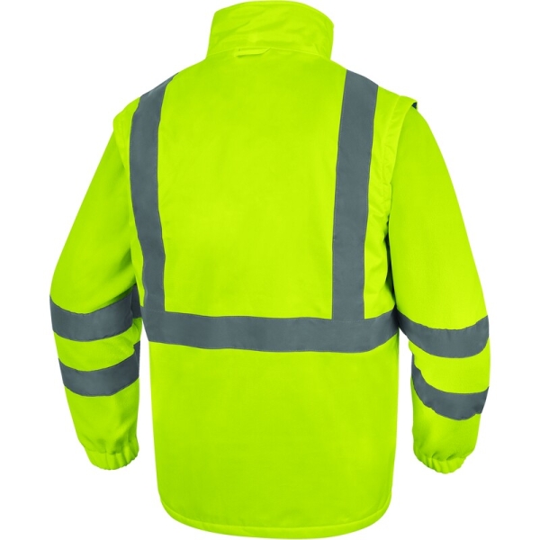 Geacă impermeabilă 5 în 1 de înaltă vizibilitate -  Oxford - 100% poliester - Acoperire poliuretanică | Căptuşeală: Tafta - 100% poliester, culori: Galben fluorescent-Bleumarin, Portocaliu fluorescent-Bleumar