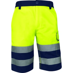 Bermudă de lucru de înaltă vizibilitate - Twill - 80% poliester 20% bumbac - 240 g/m², culori: Galben fluorescent-Bleumarin, Portocaliu fluorescent-Bleumar