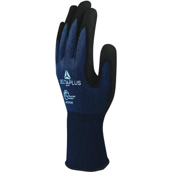 Mănușă tricotată cu strat protector - Poliester - PU - Calibru : 18 - Pungă de 6, culori: Albastru