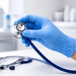 Manusi examinare, nitril, albastre, de unica folosinta, Protect Blue, nepudrate, 100buc / cutie pentru medical, HoReCa, saloane si domeniul industrial, calitate premium