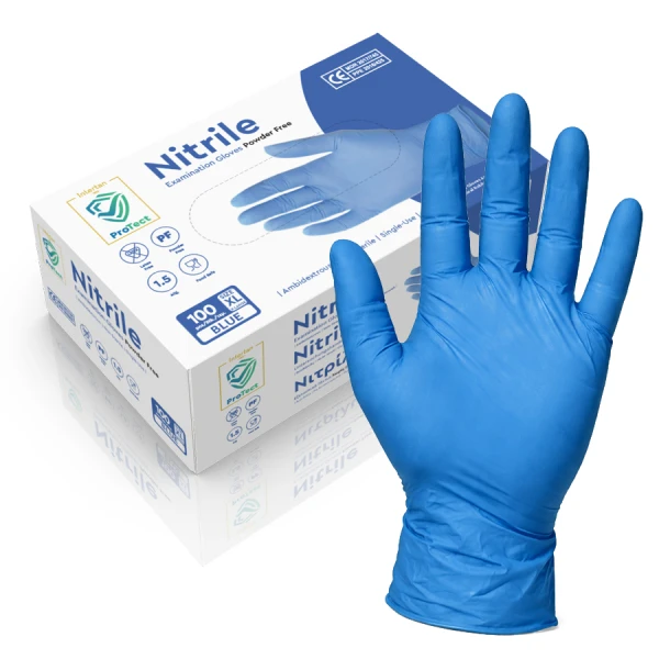 manusi-nitril-albastre Manusi examinare, nitril, albastre, de unica folosinta, Protect Blue, nepudrate, 100buc / cutie pentru medical, HoReCa, saloane si domeniul industrial, calitate premium