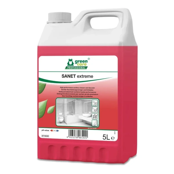 sanet extreme 5l Detartrant și detergent sanitar profesional, ecologic, Green Care, certificat Ecolabel, PH 0 - Sanet Extreme 5l