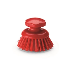 Perie rotunda cu maner ergonomic, IGEAX 1012RM, duritate medie, rosie, pentru curatarea suprafetelor curbate neuniforme, industria alimentara, HACCP, FDA