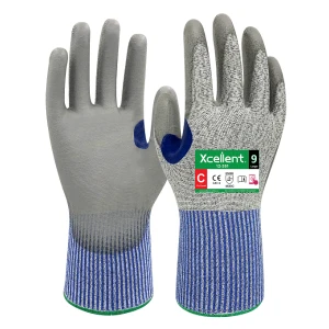 Manusi  COMFORT CUT STAR 2, tesatura(gauge) 13, taiere protectie nivel C,  imersie poliuretan in palma, functie "touch screen". EN388: 4543 / 4X43C