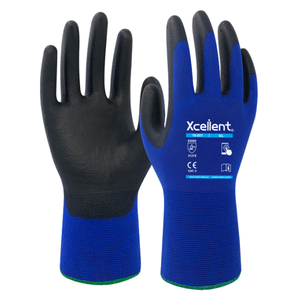 Manusi  Second-Skin LITE STAR, finete tesatura(gauge) 18, imersata in poliuretan pe palma, priza foarte buna si functie "touch screen", EN388: 3121X