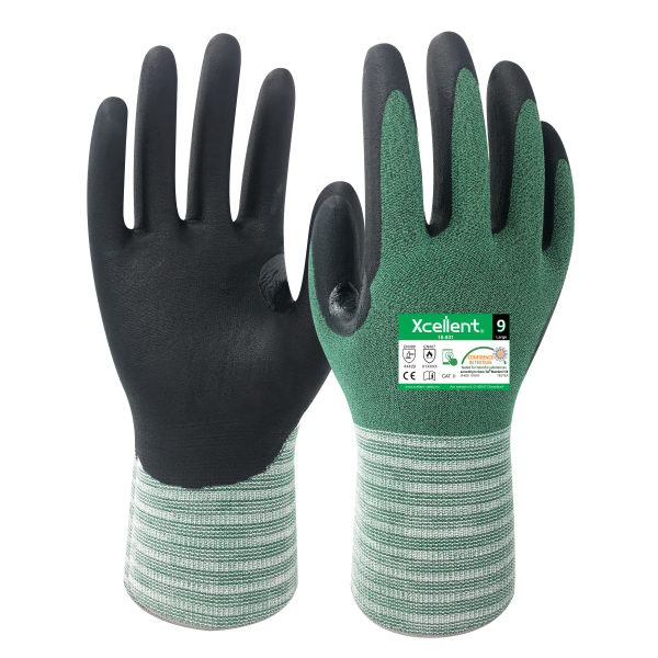 Manusi PRECISION CUT-N, tesatura(gauge) 18, second-skin, protecție la tăiere B, imersie cu microspuma de nitril, EN388: 4X42B, EN407: X1XXXX.