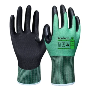 Manusi  OKOSTAR-Tech, prietenoasa cu mediul,  realizata din PET reciclat,  tesatura(gauge)18, nivel de protecție la tăiere F,  imersie cu poliuretan, functie "touch screen", EN388: 4X42F