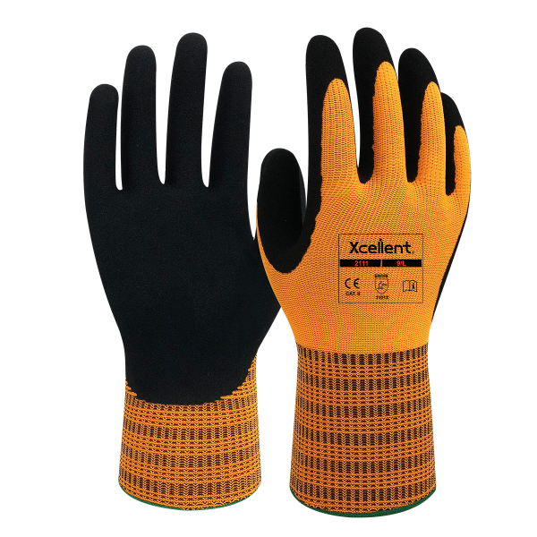 Manusi TITANGRIP-SOFT, tesatura(gauge) 13, respirabila, imersie de latex nisipos pe palma, confortabila, priza excelenta, culori HI-VIS, EN388: 2121X.