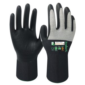 Manusi B&W - tesatura(gauge)18, antistatica, imersie de nitril in palma, functie "touch screen" EN388: 4131X