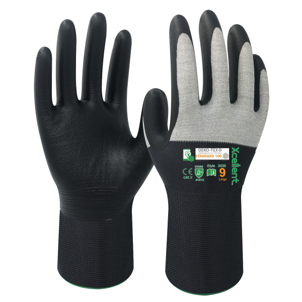 Manusi B&W - tesatura(gauge)18, antistatica, imersie de nitril in palma, functie "touch screen" EN388: 4131X