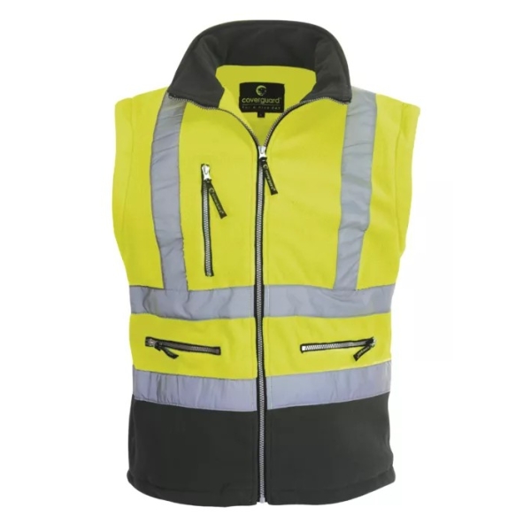 Geaca de iarna Hi-Viz, fleece gros, reflectorizanta STATION, galben, captusita, protectie impotriva, ploii, frigului si vantului, benzi reflectorizante, Coverguard