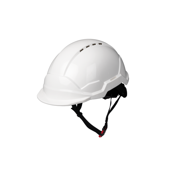Cască de protecție industrială din ABS, alba, model PHOENIX WIND NO GLASS (fără ochelari integrați).