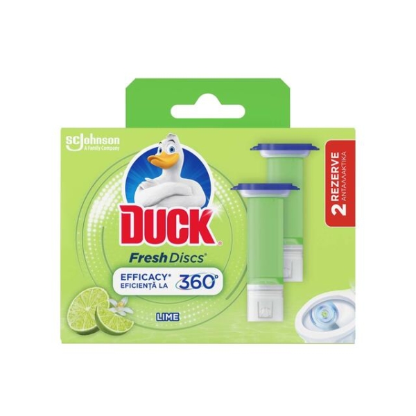 Rezerva gel WC Duck Fresh Discs Lime Twin 72 ml, 5 bucati /cutie