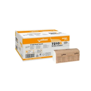 Prosop de hartie pliate V-FOLD, SAVE COMPACT, 2 straturi, 21,5 x 21 cm, 250 bucati/pachet, 12 pachete/bax